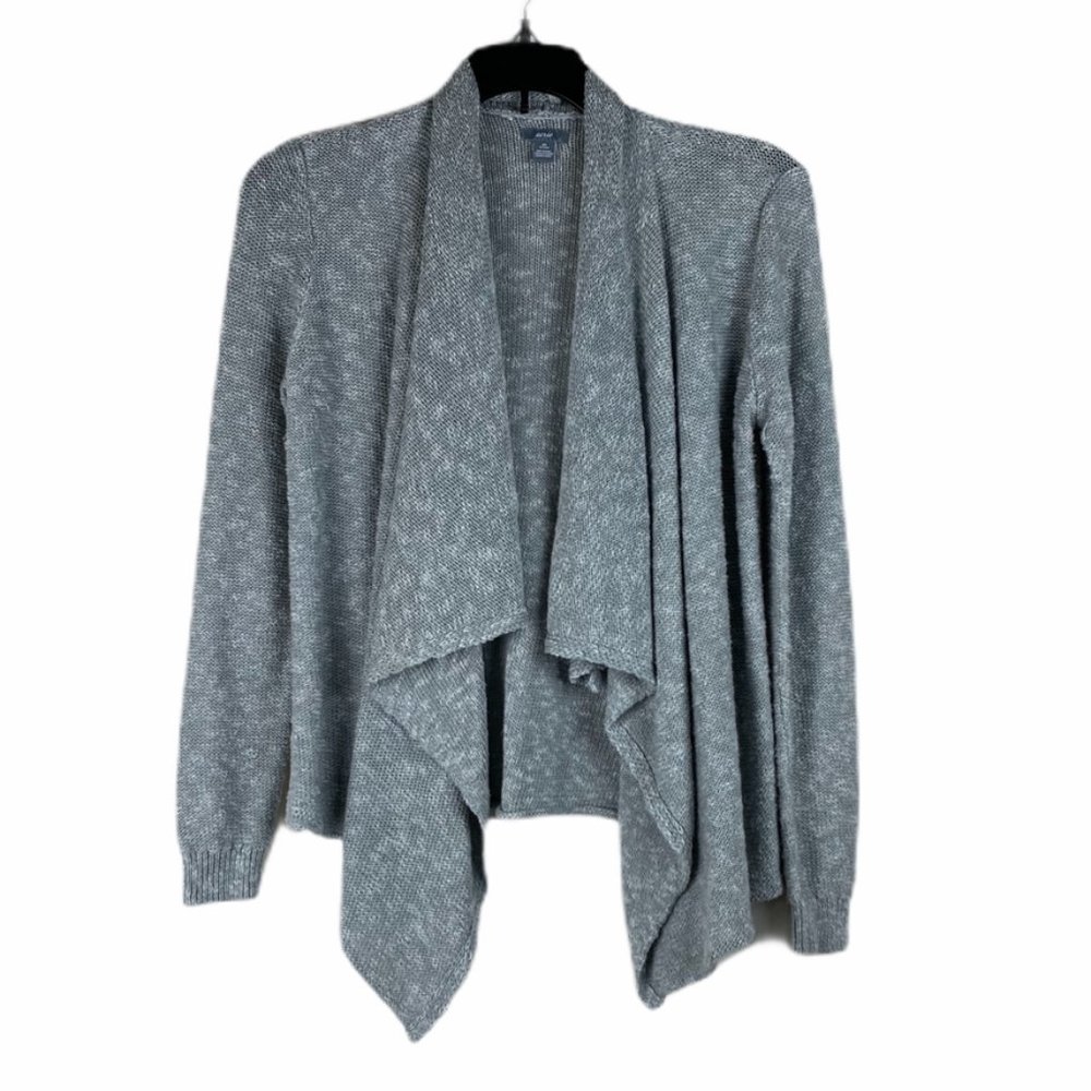 Aerie Gray Sweater Cardigan Waterfall Front